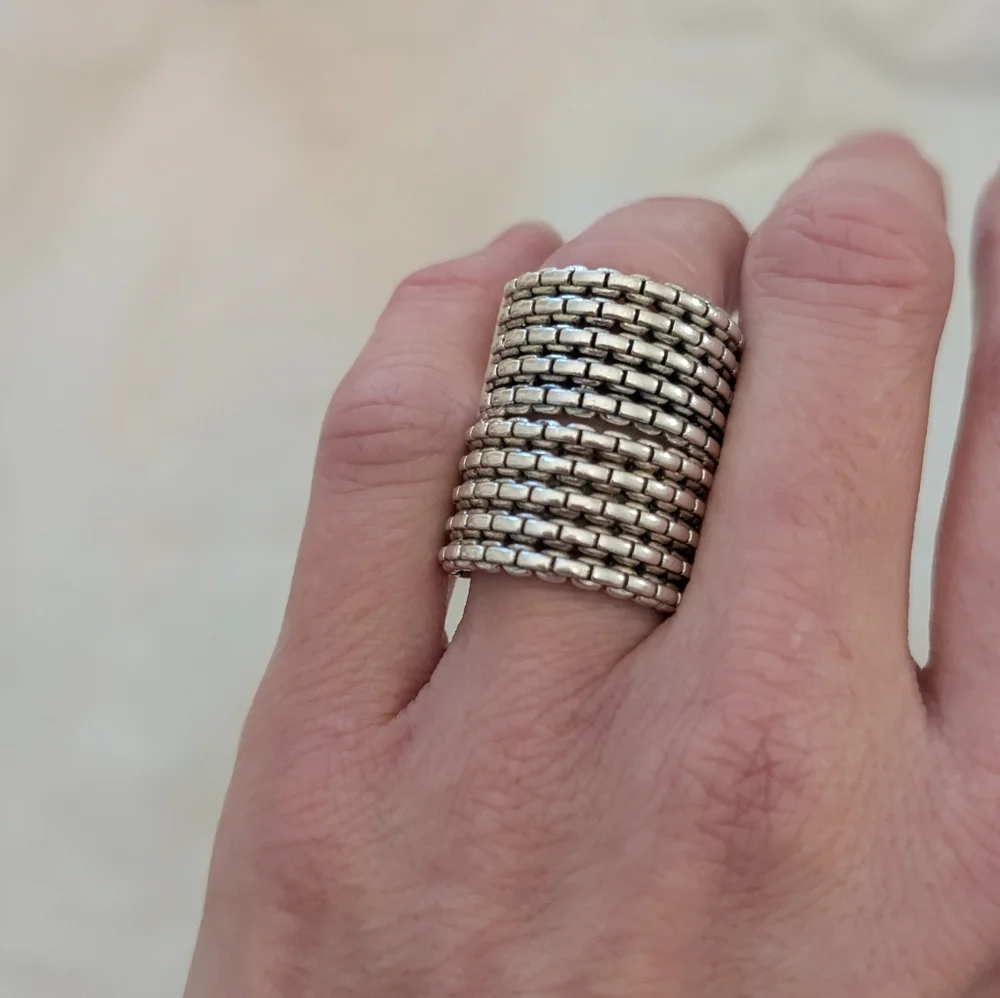 Vintage John Hardy Box Chain Link Sterling Silver Ring- Size 6